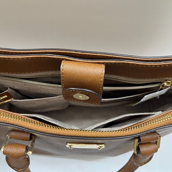 Michael Kors Kellen Medium Leather Satchel Brown - NWT - Picture 14 of 15